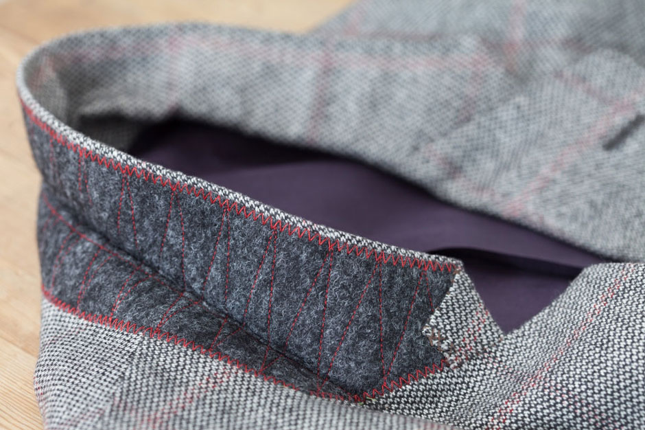 Pad stitching the undercollar of a cashmere jacket